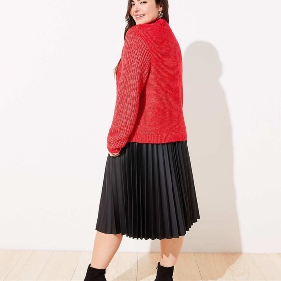 Loft Plus crop cable knit turtleneck Red Sweater - Picture 4 of 6